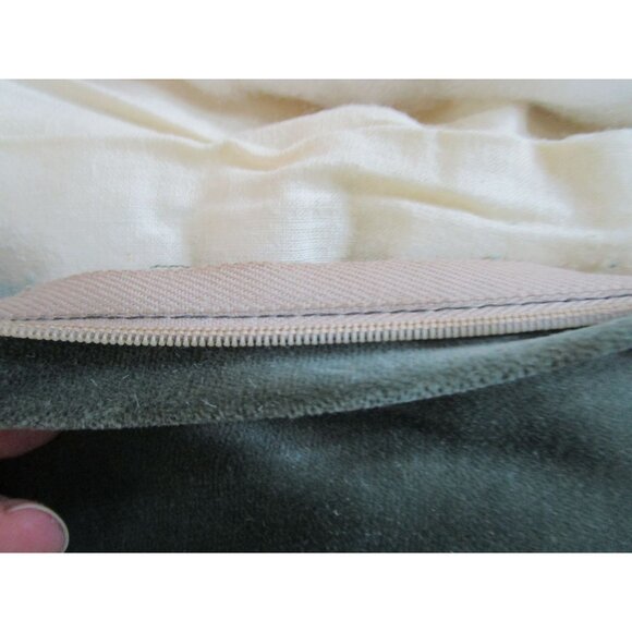 Vintage Floral Needlepoint Throw Pillow Gray Green Velvet Back Handcrafted GUC - Picture 6 of 16